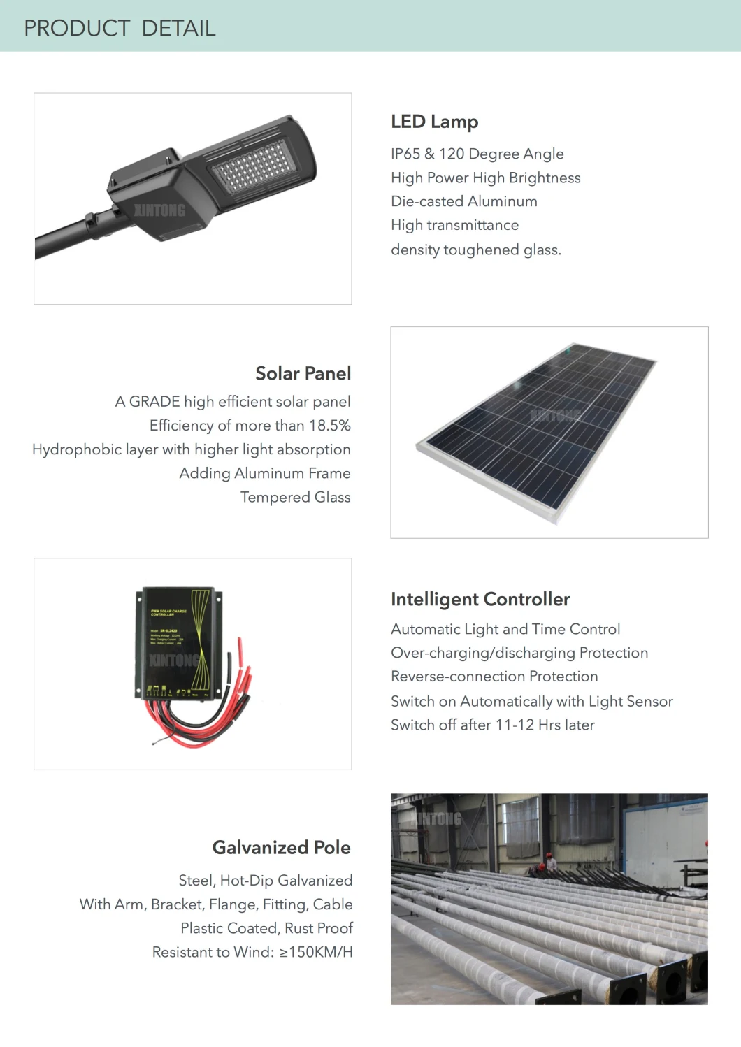 12/24V Mono/Poly Solar Panel Solar Outdoor LED Road Light