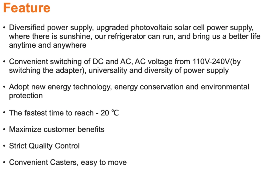 Solar Panel Energy AC DC Adaptor Solar Freezer