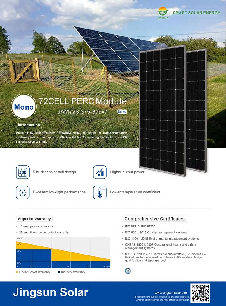 Factory Low Price 72cells Mono 375W Solar Panel Set with TUV CE ISO Solar