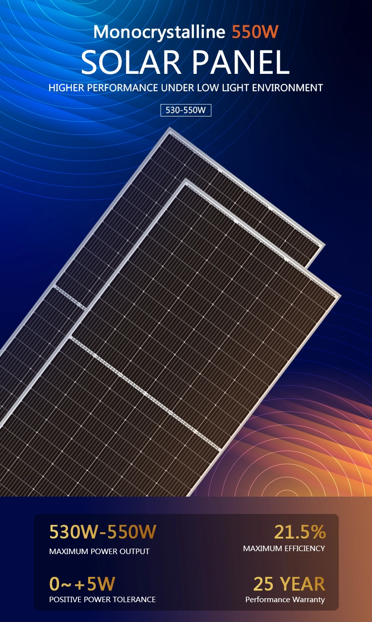 182mm Big Size Solar Panel 550W 545W 540W 535W 530W Monocrystalline Half Cut Solar Panels