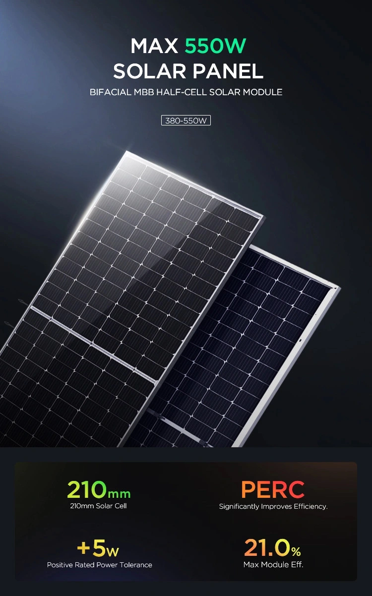 2444 Solar Mono Half Cut 36V Solar Panels Manufacturer 9bb Perc 500W 530W 540W 550W
