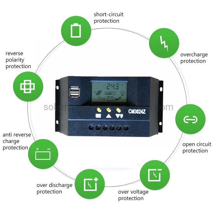 PWM Auto Solar Panel Battery Charger Controller 30A with Dual USB 5V