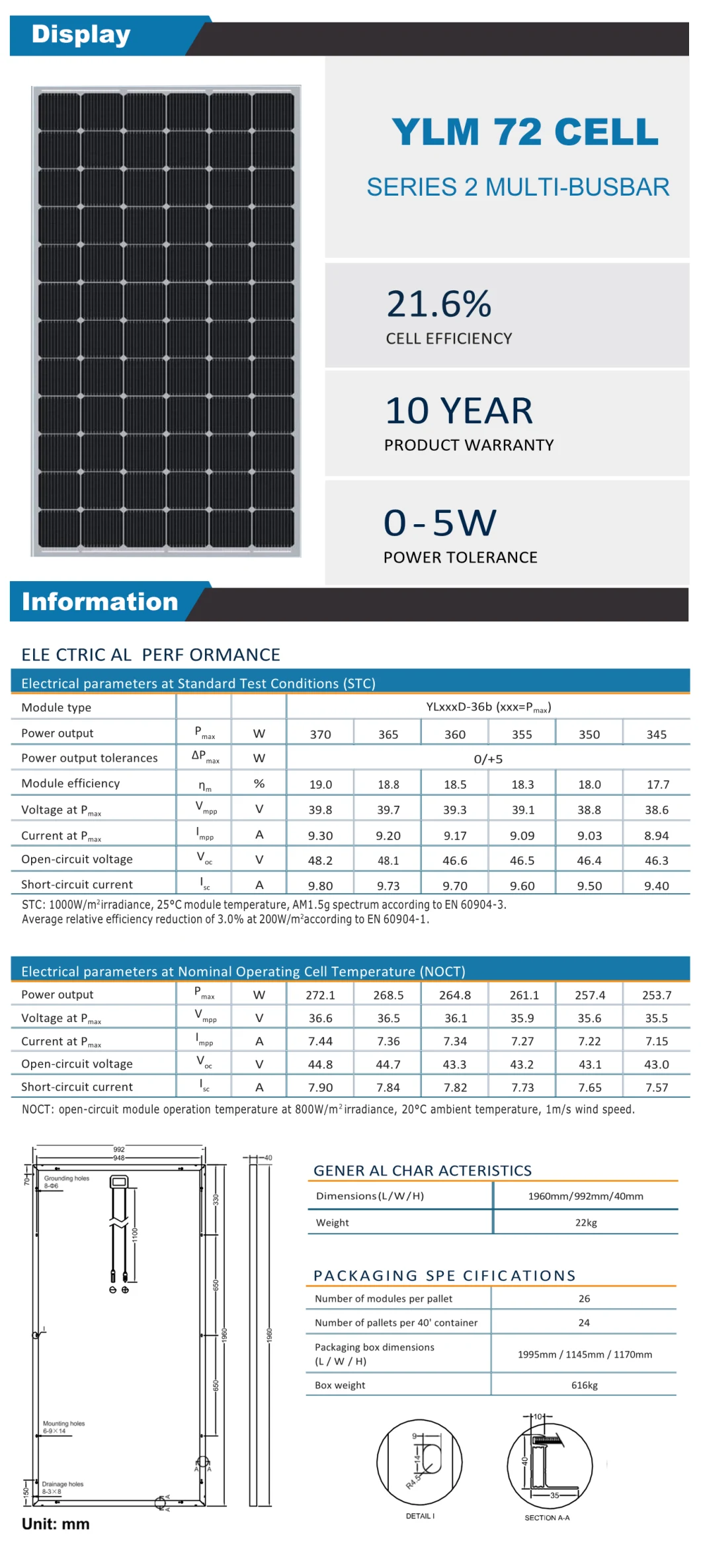 2020 Hot Sale 360W Monocrystalline Solar Panel Solar Cells 36V Mono Solar Panels 360watt