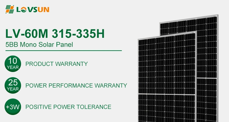 Lovsun Best Price 335W 330W 325W 315W Monocrystalline Half Cut Solar Panels
