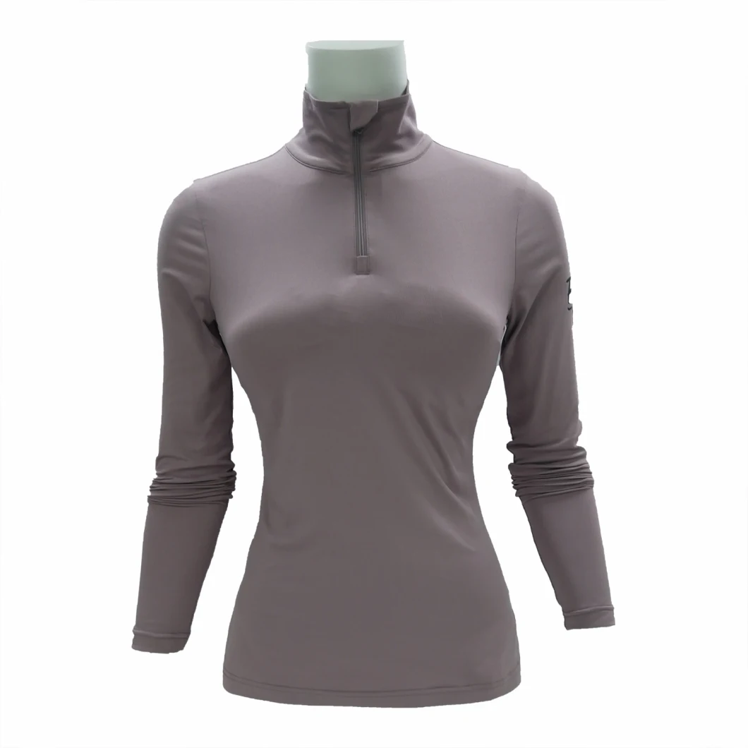 Wholesale Fitting Yoga Gym Women's Long-Sleeved Half-Zip Polo Shirt