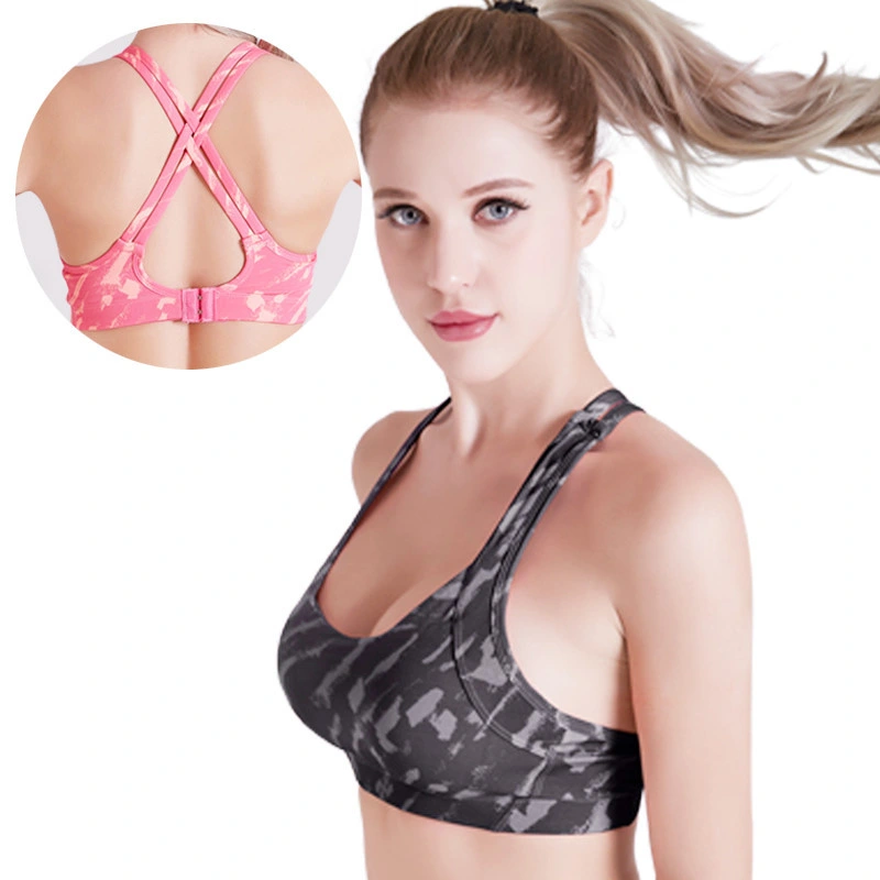 Sports Bra Three-Dimensional Printed Underwear Without Steel Ring Fitness Yoga Cross Vest Bra