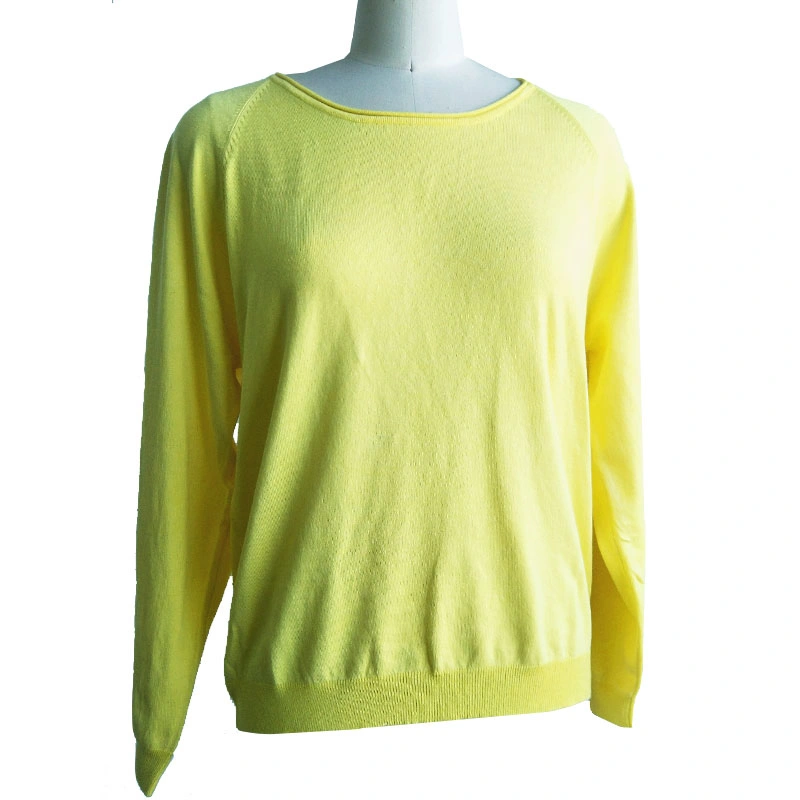 Oversized Pure Colour Pullover for Women Round Neck Long Sleeve Sweater