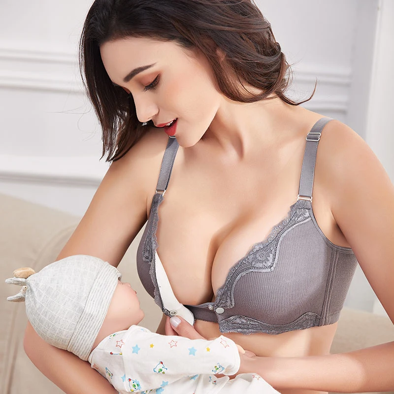 Women Postpartum Wireless Push up Breathable Pregnant Maternity Soft Nursing Front Cross Opening Bra