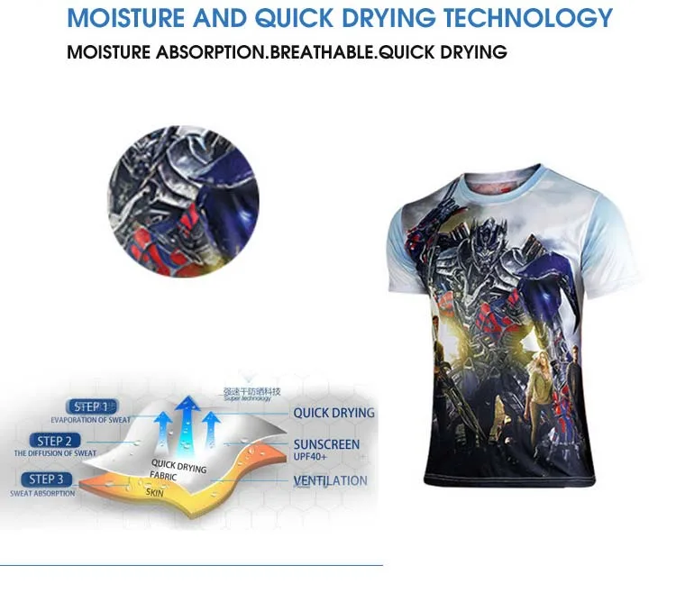 Fashion Transformers Quick Dry Short Sleeve Running Cycling Sport T Shirt