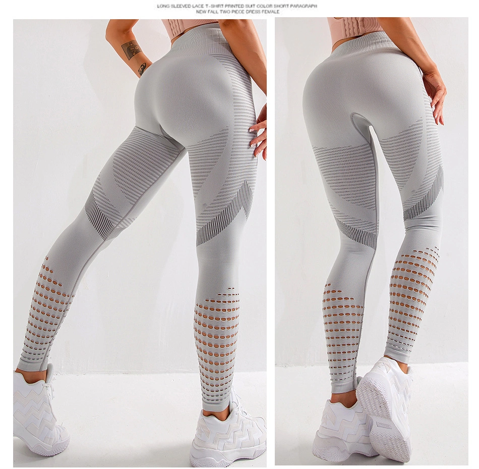 2021 Breathable Hollow High Waisted Workout Clothing Sports Pants New Girls Seamless Yoga Leggings for Women