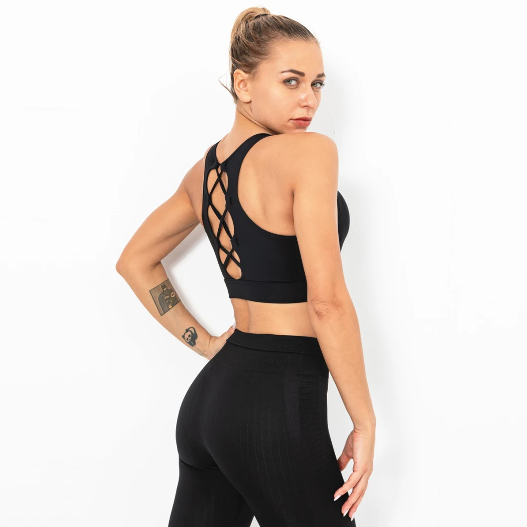 2021 New Sports Underwear Yoga Fitness Sexy Cross Beautiful Back Shockproof Running Sports Bra