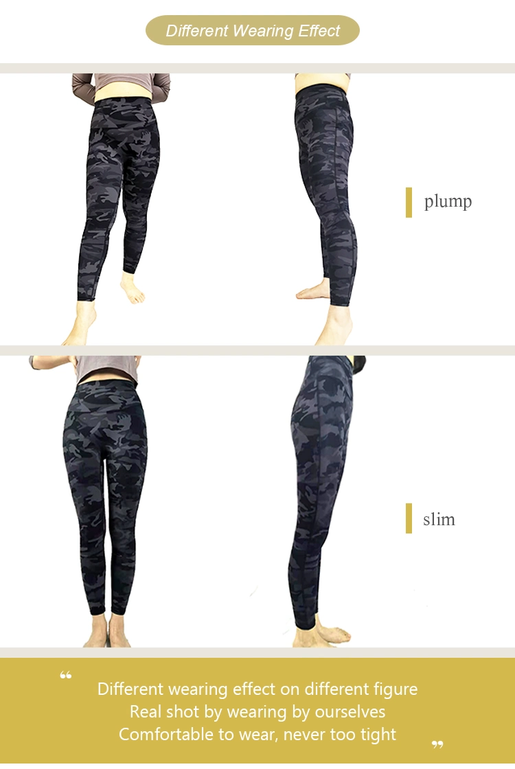 Seamless Activewear Camouflage Digital Printed High Waisted Gym Fitness Workout Leggings for Women
