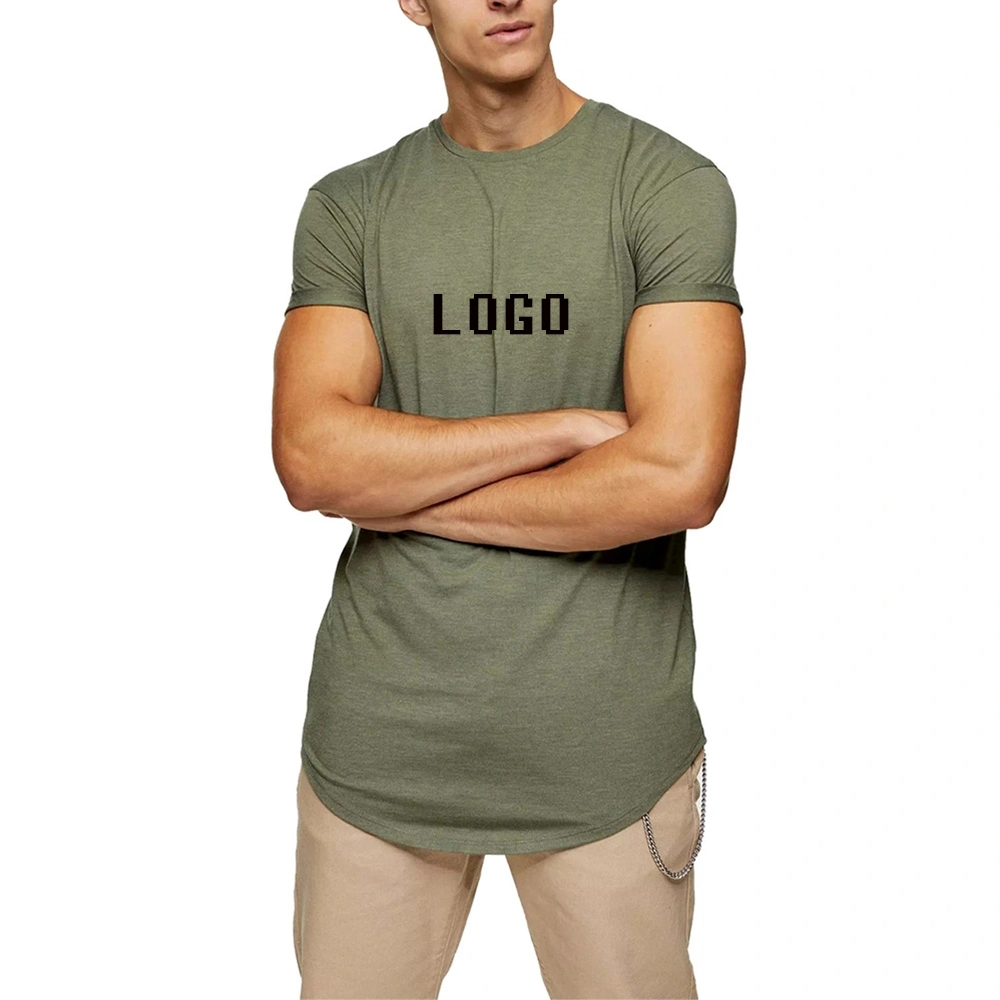 Men Gym Sports Longline T Shirt Custom Printing Logo T Shirts