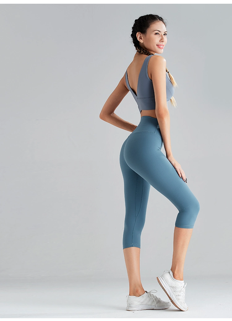 Uncovered Strength High-Rise Yoga Crop Pants Solid Blue Color