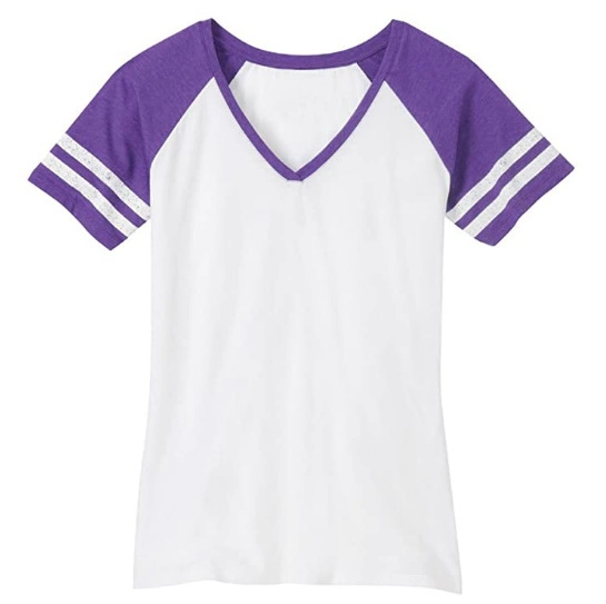 Womens 3/4 Raglan Sleeve V Neck Sports Designs Cricket Jersey Fitness Plain T-Shirt