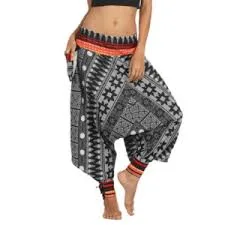 Geometric Printing Casual Ankle Cuffed Baggy Harem Pants for Women Yoga Dance Sports Wear Esg13626