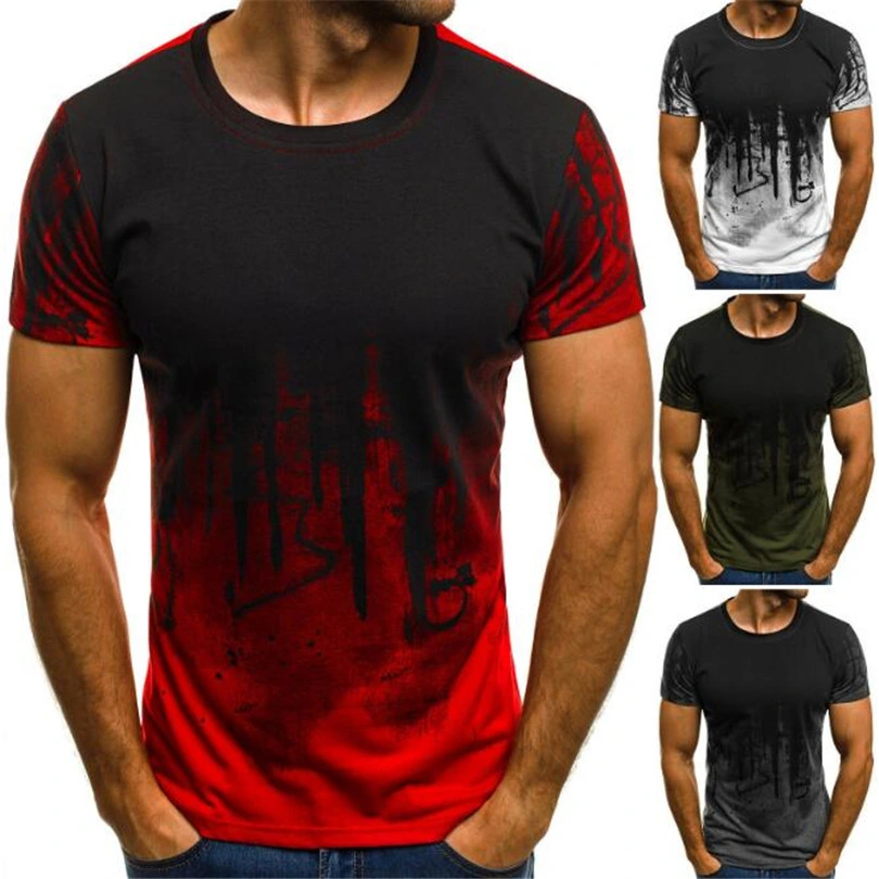 Men's Sports Fitness Short-Sleeved T-Shirt Summer Print T-Shirt