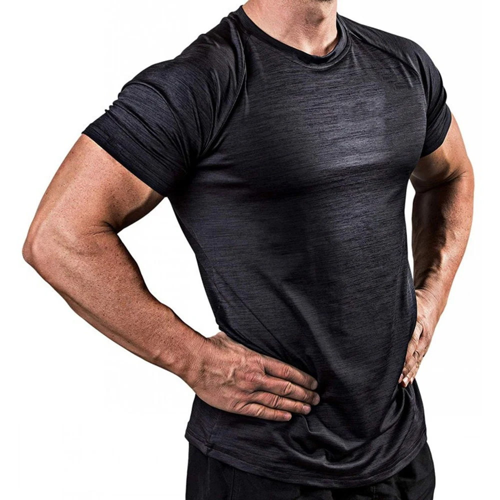 Men Fitted Gym Training Compression Running Tees 100% Polyester Dryfit Sport Breath T Shirt