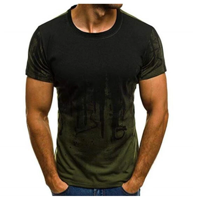 Men's Sports Fitness Short-Sleeved T-Shirt Summer Print T-Shirt
