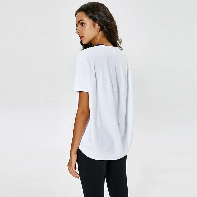 Nylon Spandex Casual Loose Ladies T-Shirt Sports Gym Short Sleeve Women T Shirt