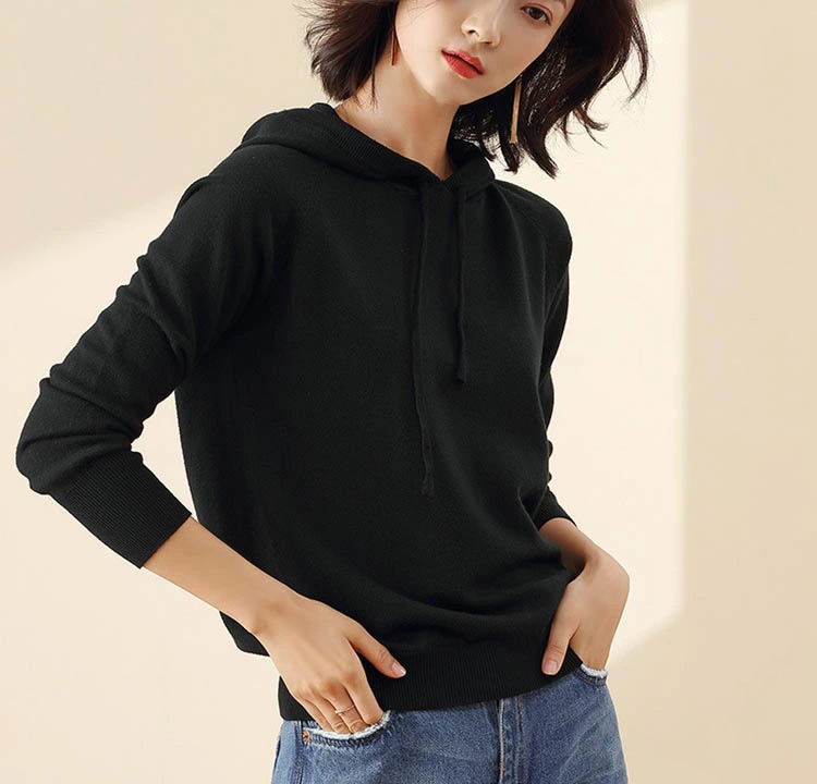 Customized Wholesale Winter Hooded Sweater Women Plus Size Casual Sweater Loose Knit Pullover Hooded Jacket Cardigan