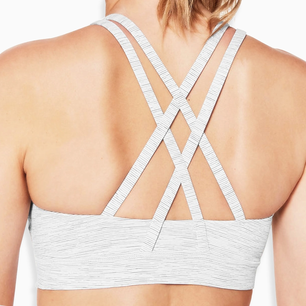 White cheap strappy cute cross back crossover sport yoga bra