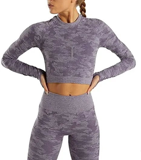 Women's Seamless Sports Wear Long Sleeve Sports Suit Clothing Quick Dry Yoga Wear