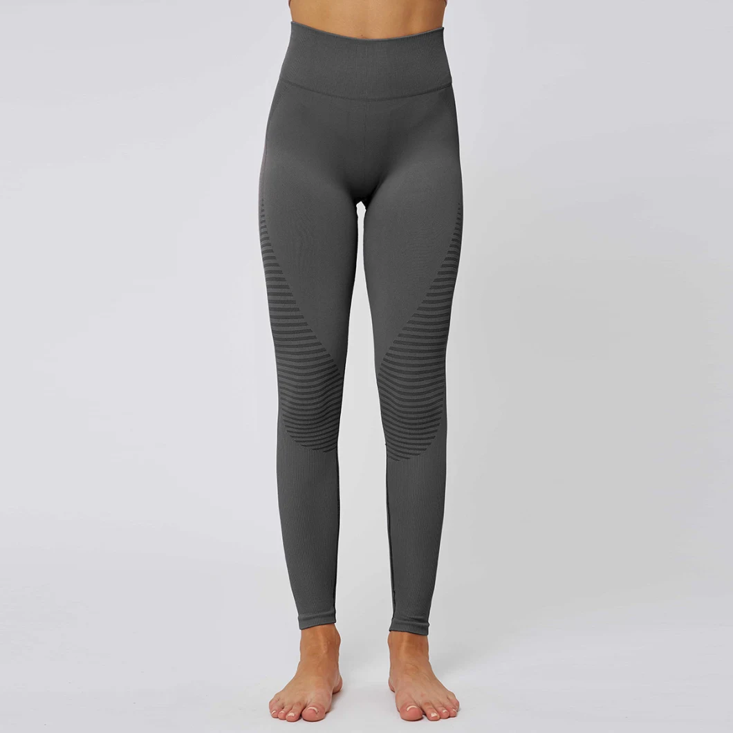 Women Energy Seamless Striped Yoga Pants Super Stretchy Gym Tights High Waist Sport Leggings Running Pants