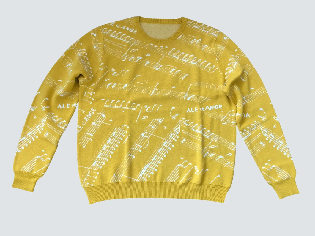 100%Cotton Jacquard Crew Neck Pullover Sweater for Men