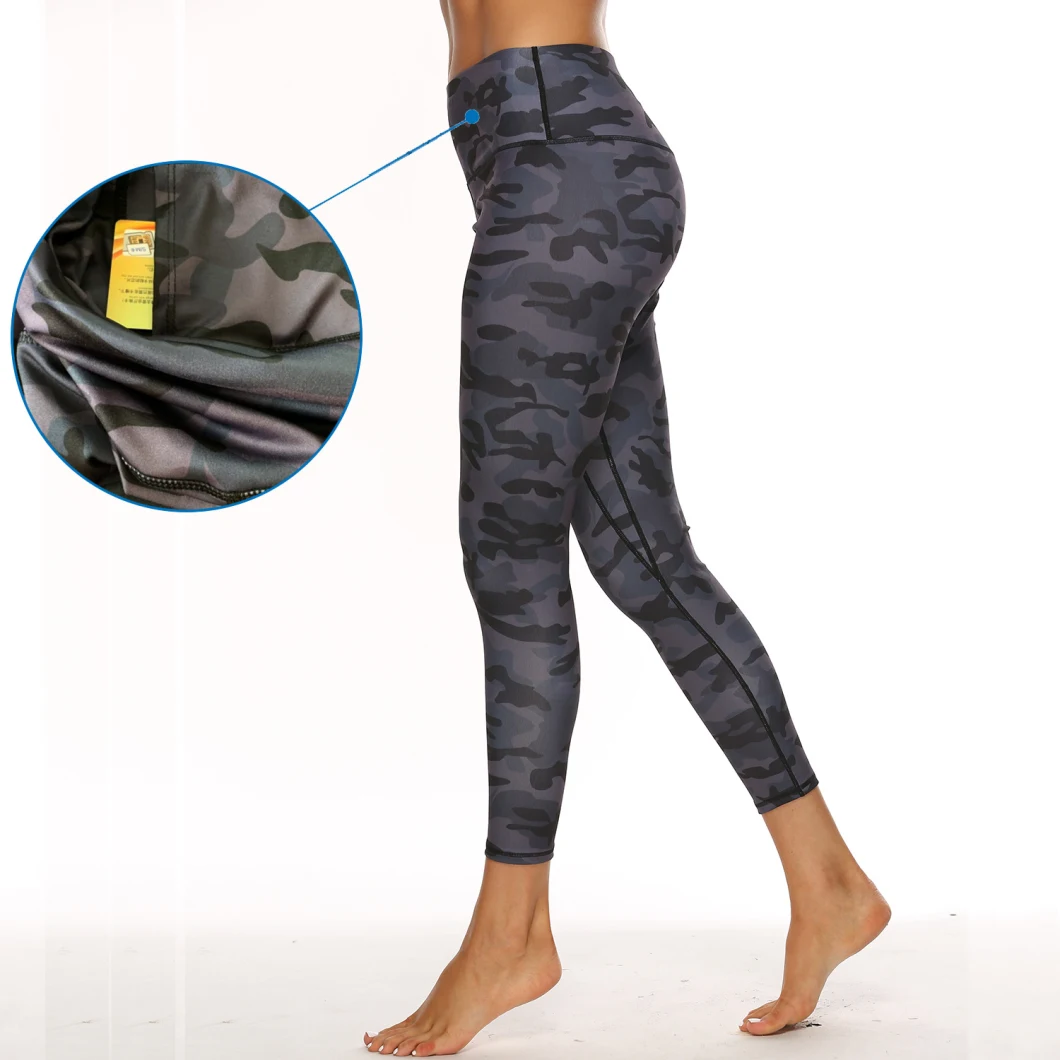 High Waist Tight Sports Bra with Mobile Phone Digital Printing Camouflage Yoga Fitness Sports Suit