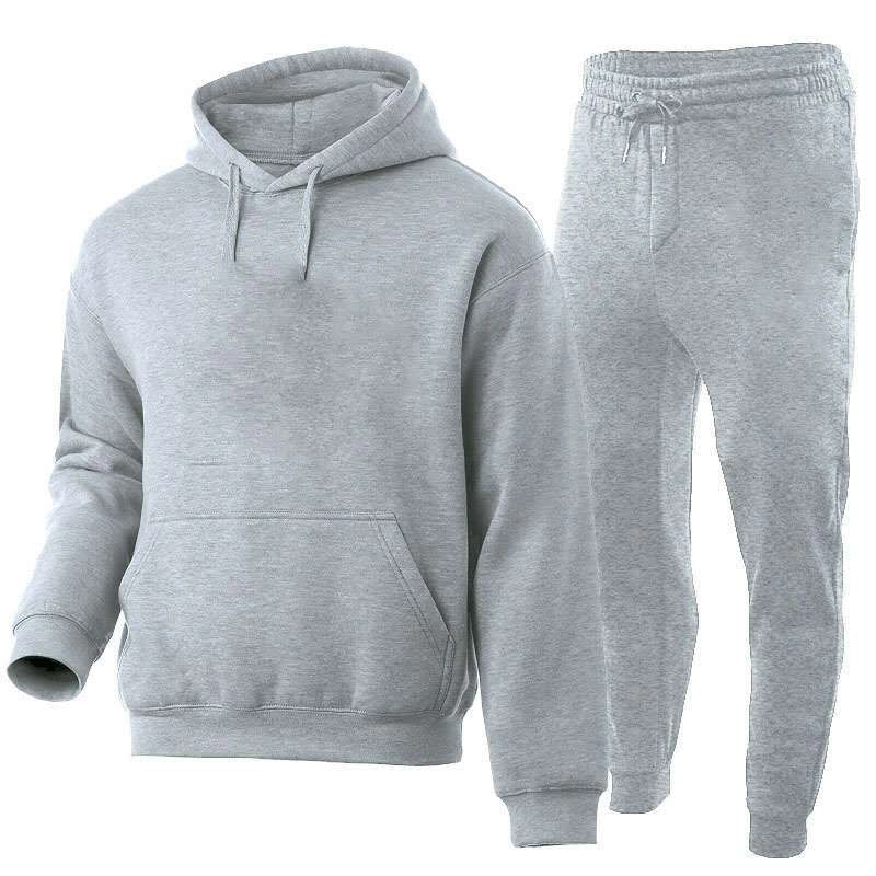 Wholesale Custom Logo Men's Fitness Joggers Tracksuit Casual Sport Pants+Top Sweatsuit Hoodie Set