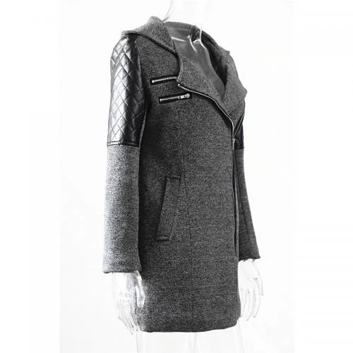 Women Slim Hooded Outerwear Windproof Overcoats with Zipper