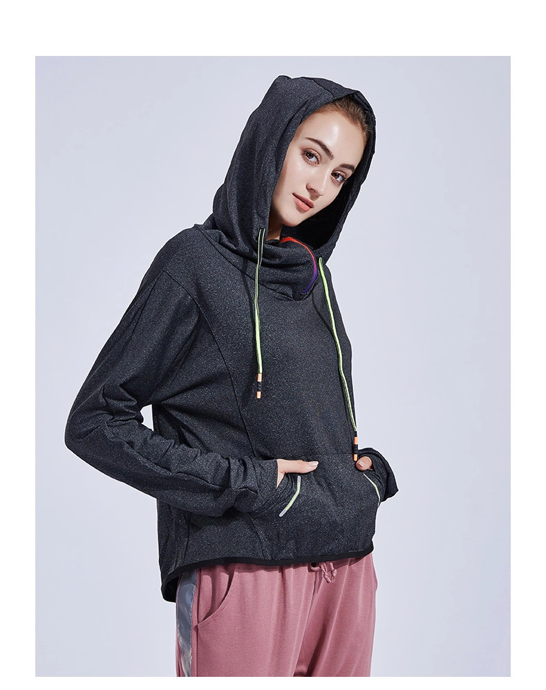 Casual Hooded Sports Top Zipper Blouse Women Running Jacket Clothes