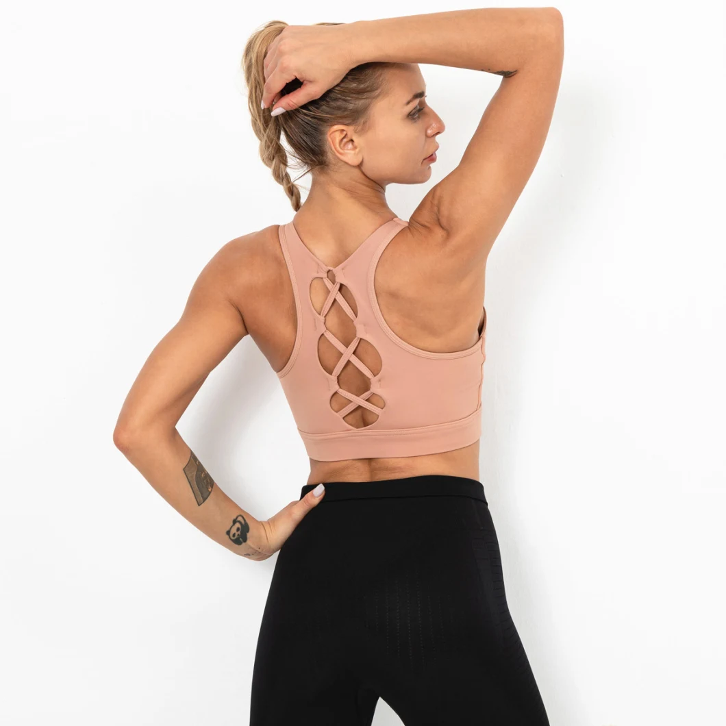 2021 New Sports Underwear Yoga Fitness Sexy Cross Beautiful Back Shockproof Running Sports Bra