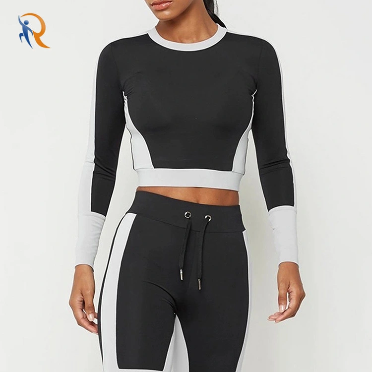 Wholesale Custom Sleeve Tight Crop Top High Waist Yoga Pants Womens Activewear