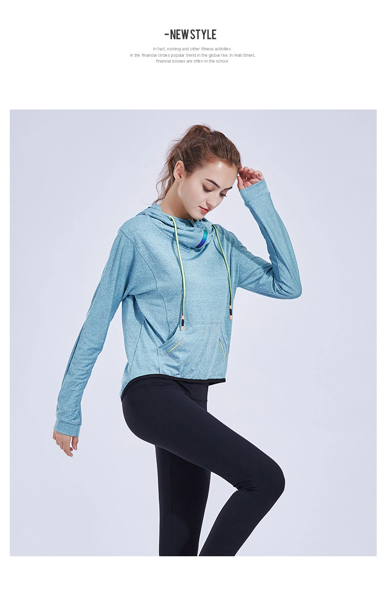 Casual Hooded Sports Top Zipper Blouse Women Running Jacket Clothes