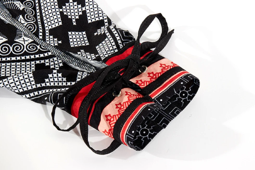 Black Tribal Geometric Printing Casual Cropped Baggy Harem Pants for Women Yoga Dance Sports Wear Esg13626