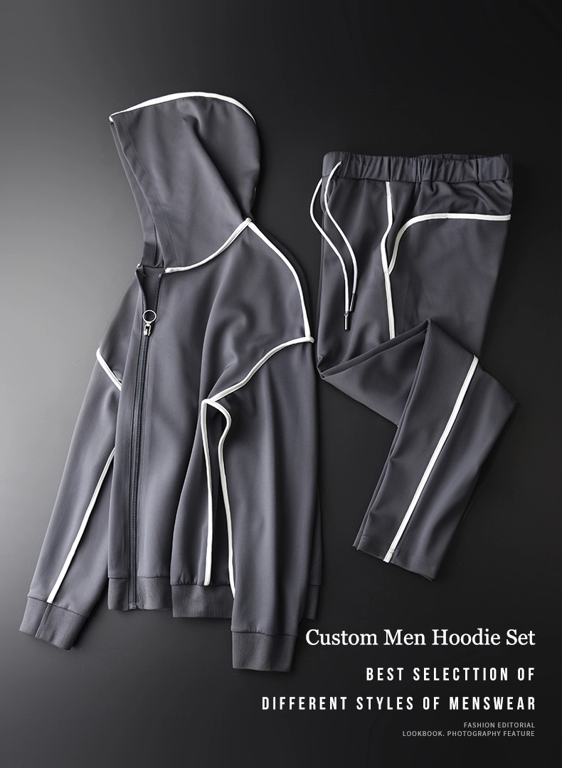 Custom Men Sport Set High Denisty Material Fashion Sports Wear Leisure Men Two Pieces Hoodie Sets