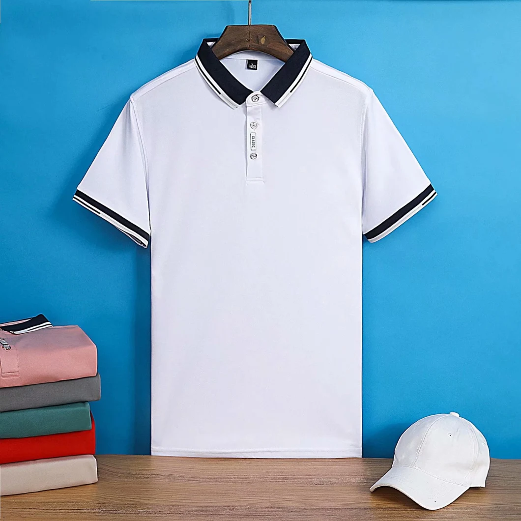 Men's Short-Sleeved Polo Shirt Solid Color Breathable Short-Sleeved T-Shirt