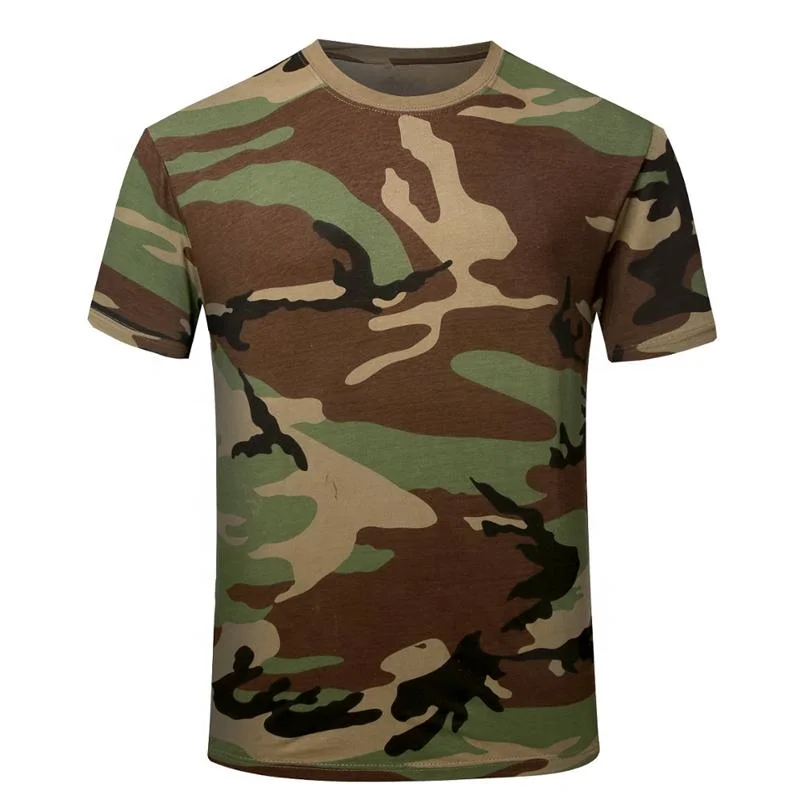 New Custom Style Short Sleeve Army Camo Cotton Round Neck T-Shirt for Men