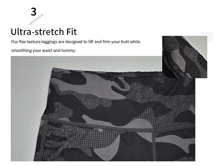 Factory Wholesale Fitness High Waisted Leggings Camo Printed Tummy Control Yoga Pants Workout Leggings