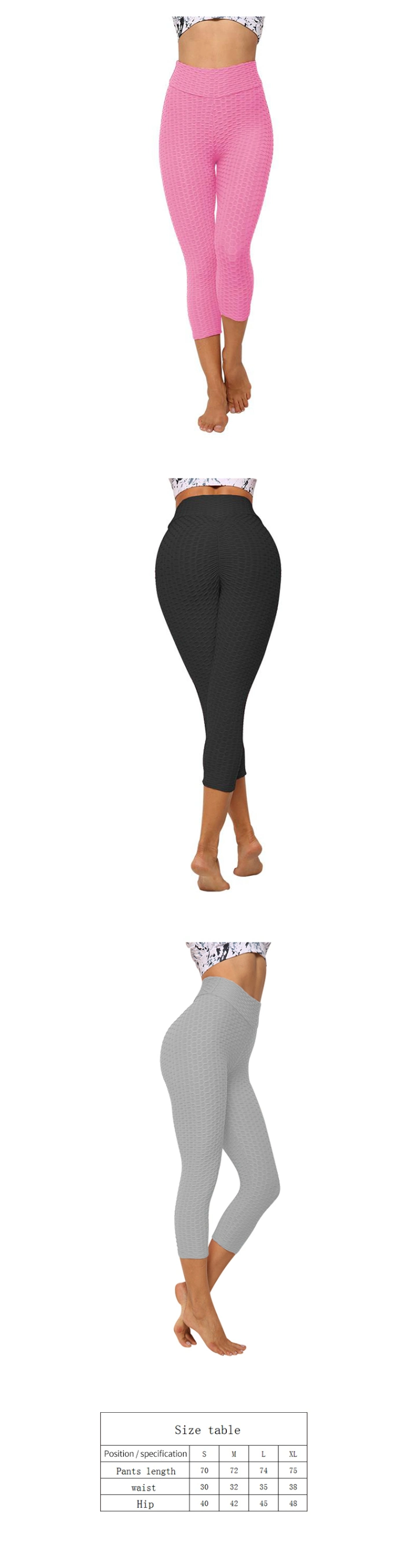 Women Sportswear Plus Size Quick Dry Jacquard Cropped Yoga Pants