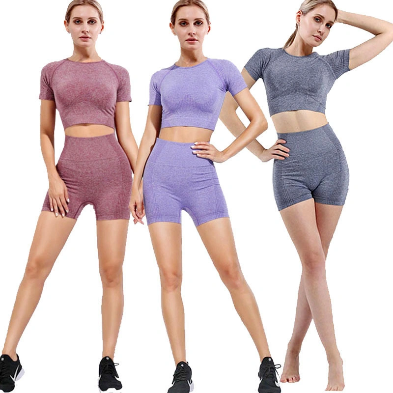 Wholesale Custom Tracksuits Women Fashion Clothing Activewear T-Shirt New Patterned Fitness Clothes Yoga Sport Set