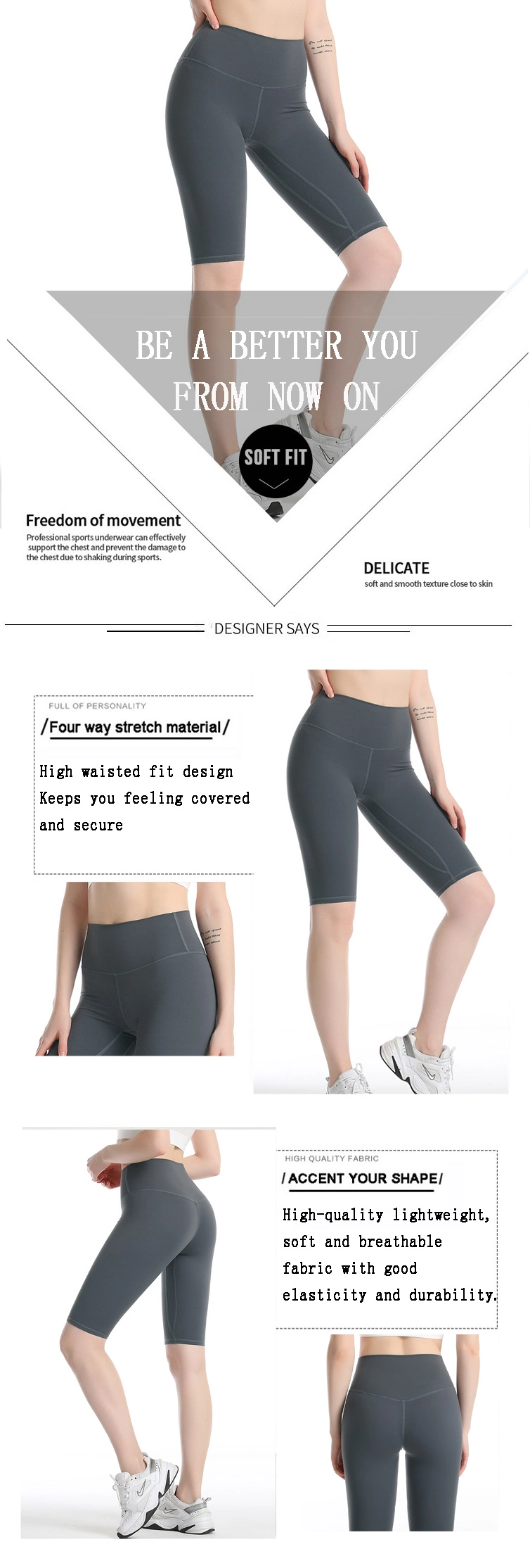 Sports Wear Fitness Clothing High Waisted Gym Workout Shorts Women Half Yoga Pants Leggings