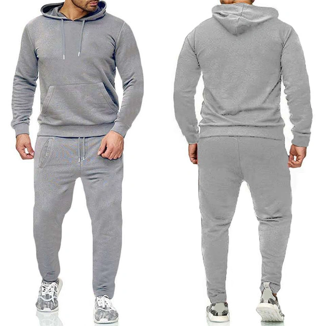 Wholesale Custom Logo Men's Fitness Joggers Tracksuit Casual Sport Pants+Top Sweatsuit Hoodie Set