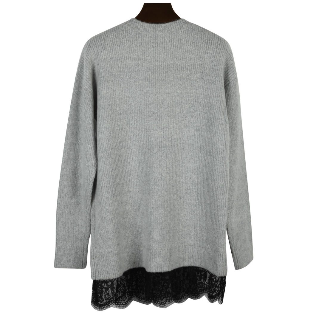 Women's Knitted Pullover Sweater Skirt with Lace
