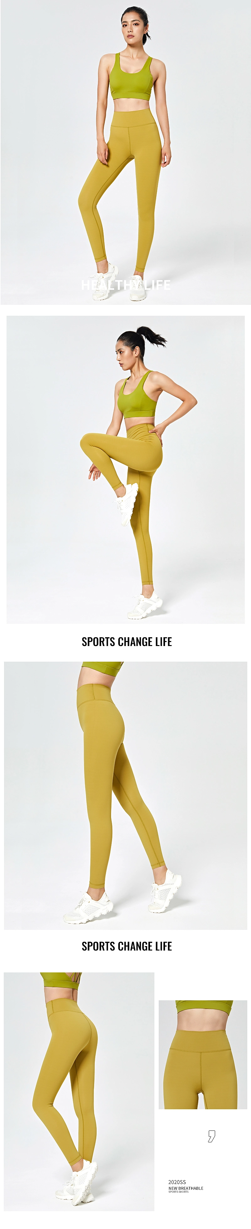 High-Waisted Buttock Yoga Pants Women's Solid Color Stretch Tight Exercise Sports Pants