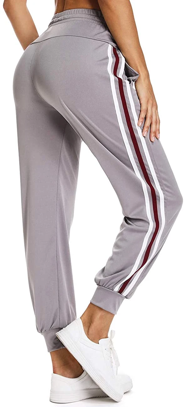 Women Casual Two Stripe Sweatpants Tapered Leg Jogger Athletic Training Sweat Track Pants