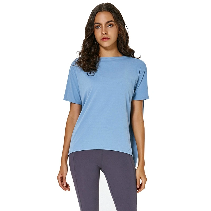 Nylon Spandex Casual Loose Ladies T-Shirt Sports Gym Short Sleeve Women T Shirt