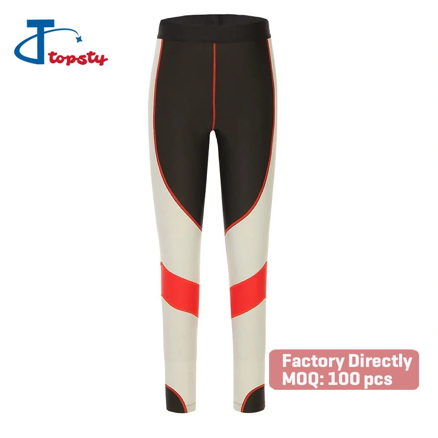 OEM Sewn on Panels Contrast Color Polyester Dry Fit Pants, Fitted Mesh Sporting Pants for Men